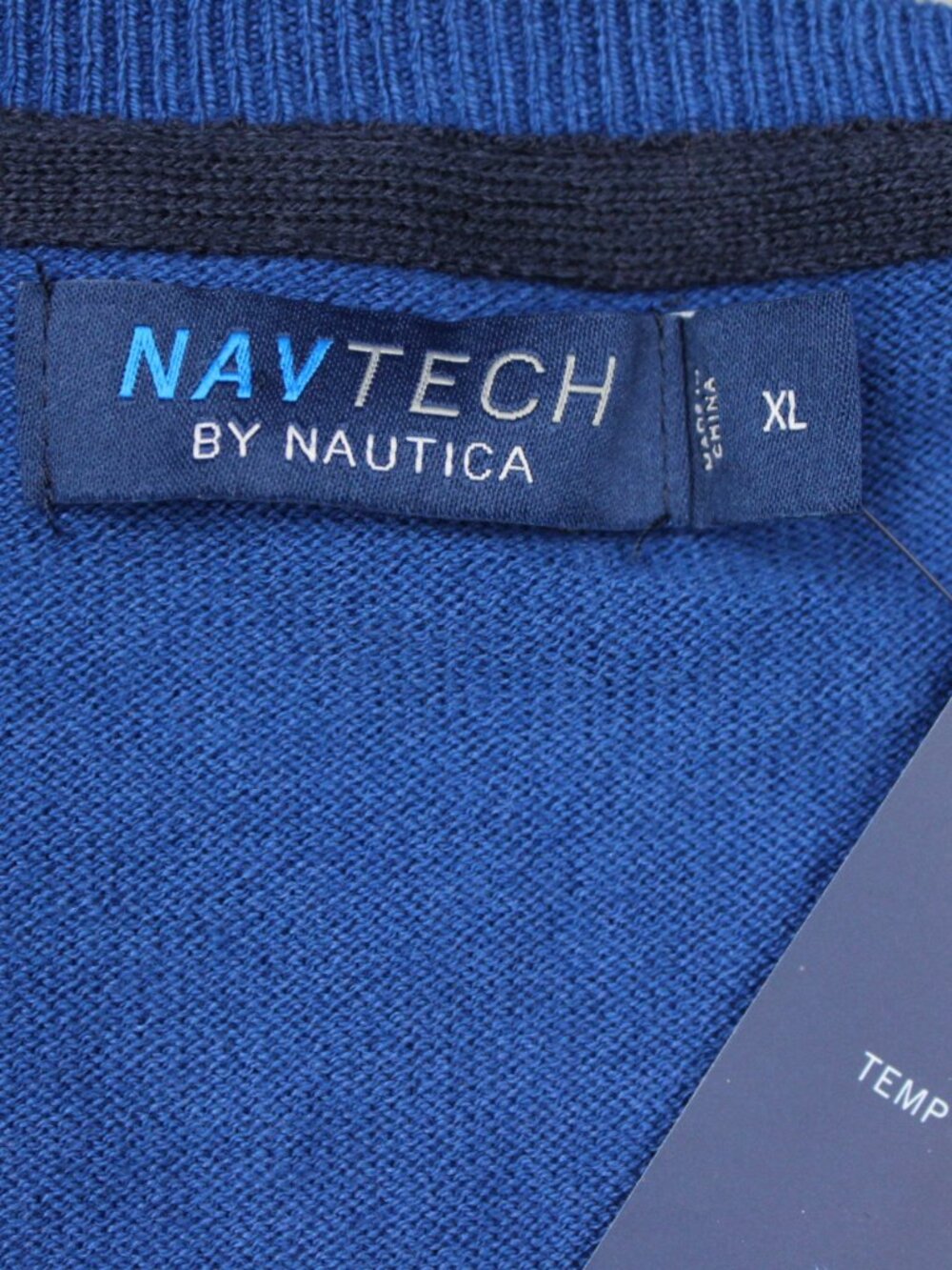 Nautica Navtech Sweater NWT Mens XL Blue Limoges V-Neck Stretch L/S Pullover - Picture 6 of 11
